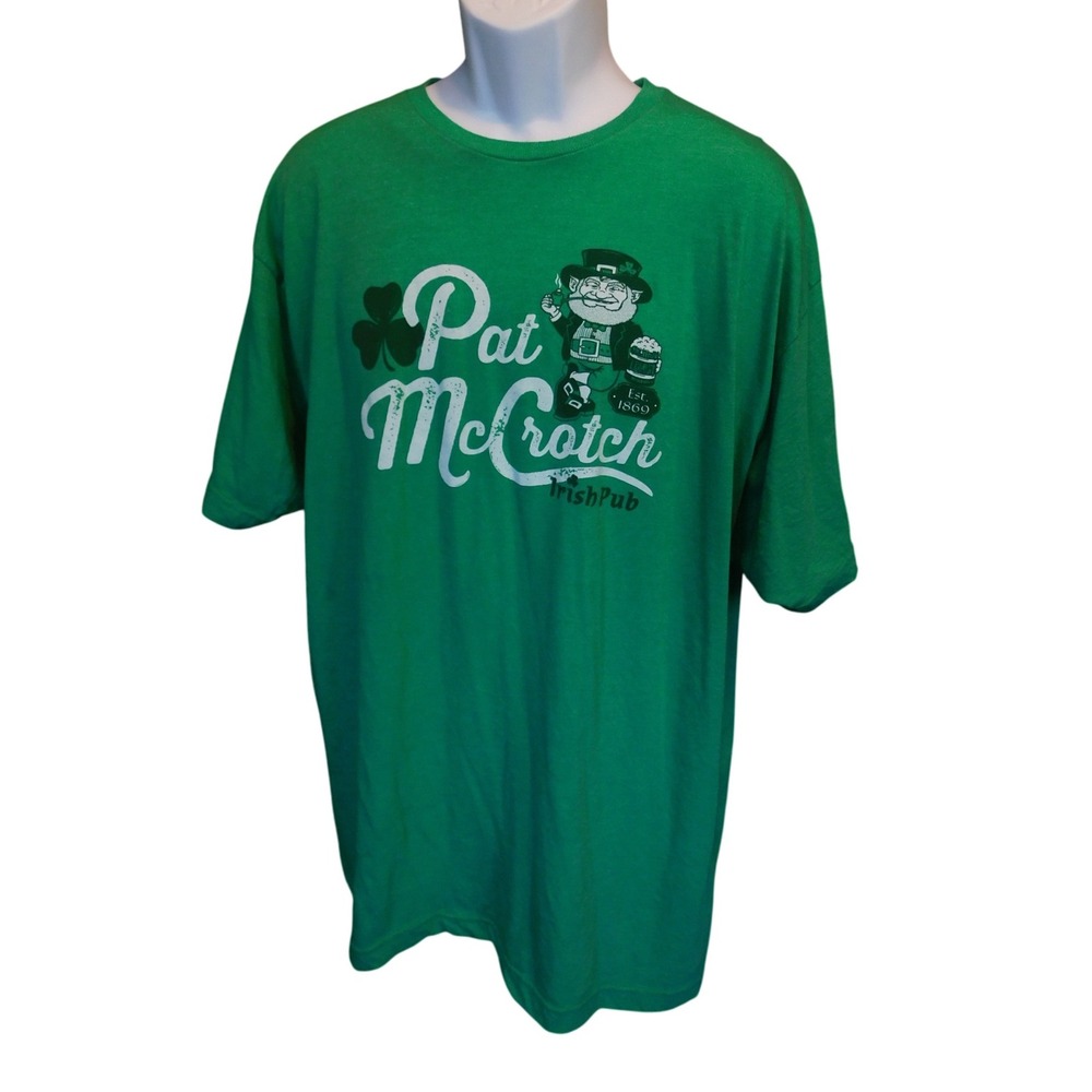 Pat McCrotch St. Patrick's Day Funny Graphic Tee, Irish, Shamrock, Mens Size XXL